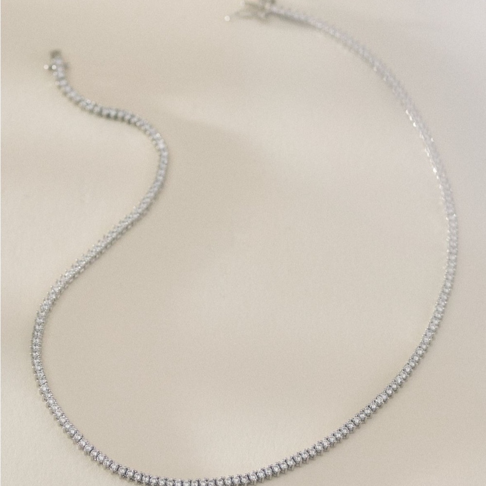 Elegant Silver Tennis Necklace